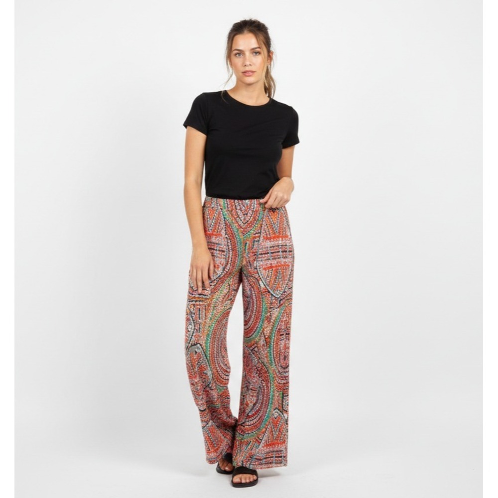 Sunny Leigh Women's Pants Large Boho Chic Hippie Print Palazzo size L